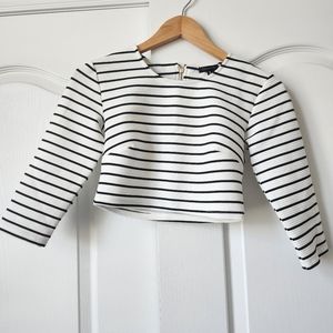 Dynamite Black & White Striped Jacquard Crop Top size S